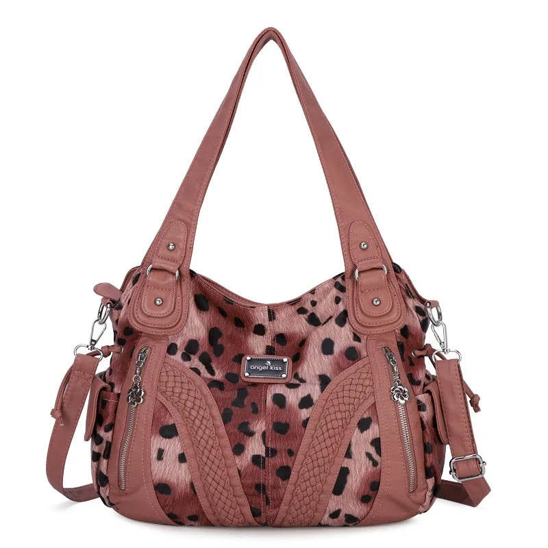 Women Handbags Fashion Black Leopard Shoulder Bag
