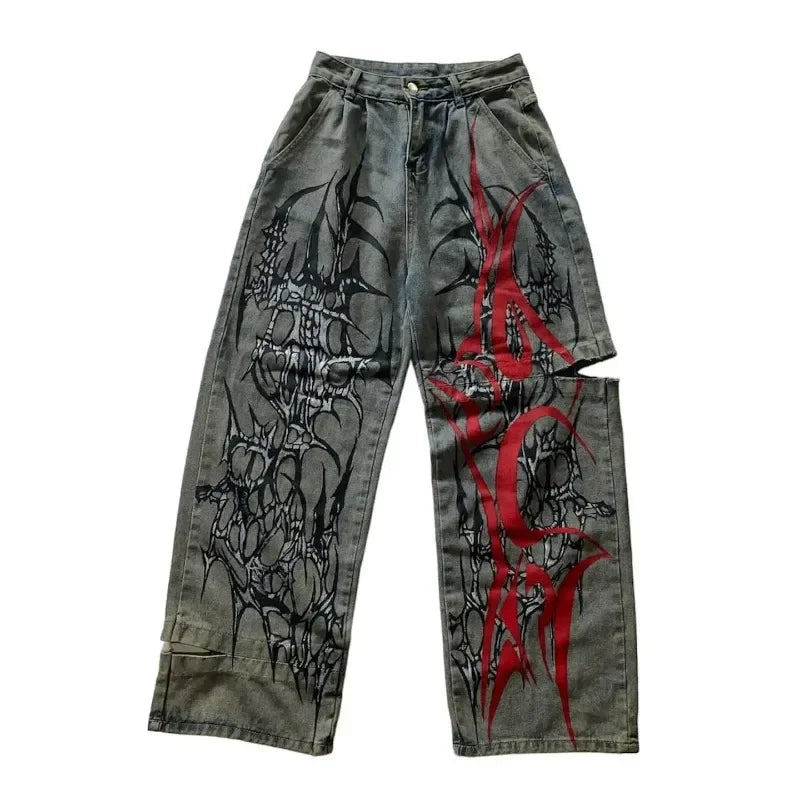 Punk Streetwear Baggy High Waist Jeans