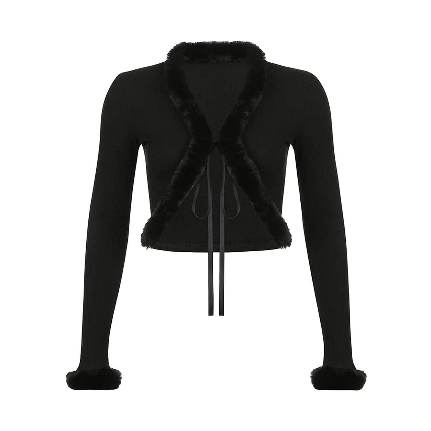Women's Cropped Knitted Long Sleeve Cardigan Tops