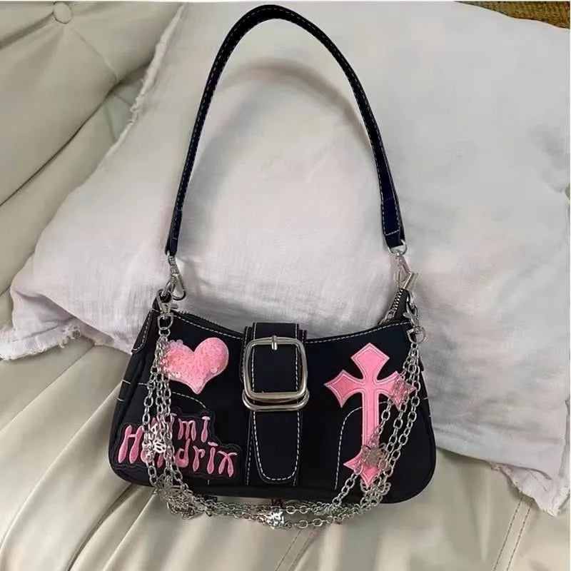 Y2K Black And Pink Shoulder Bag