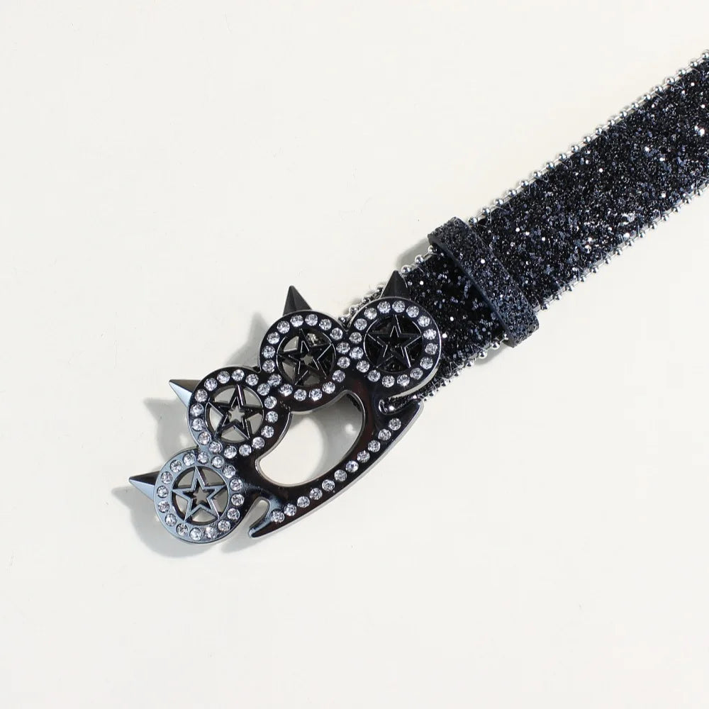 Brass Knuckle Rhinestone Belts