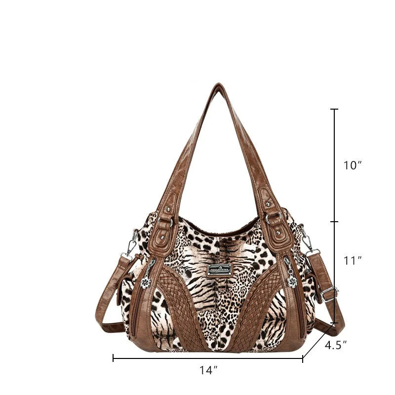 Women Handbags Fashion Black Leopard Shoulder Bag