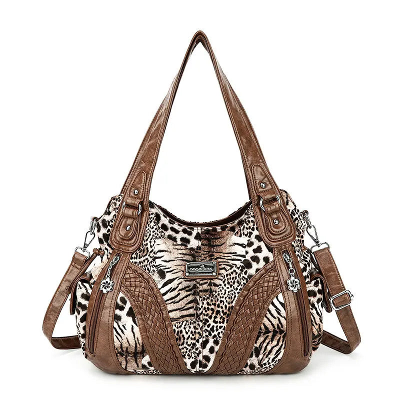 Women Handbags Fashion Black Leopard Shoulder Bag