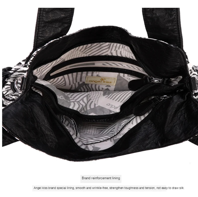 Women Handbags Fashion Black Leopard Shoulder Bag