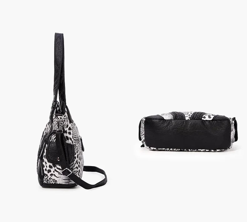 Women Handbags Fashion Black Leopard Shoulder Bag