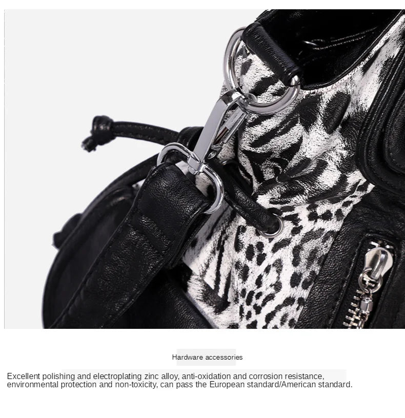 Women Handbags Fashion Black Leopard Shoulder Bag