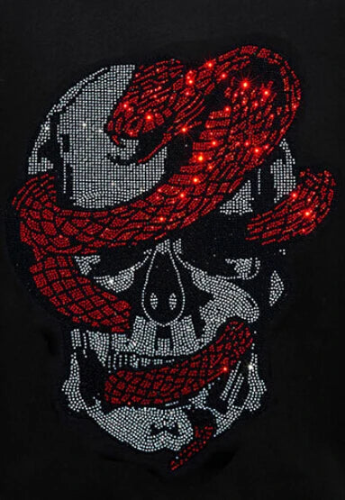 Rhinestone Skull Graphic Trousers