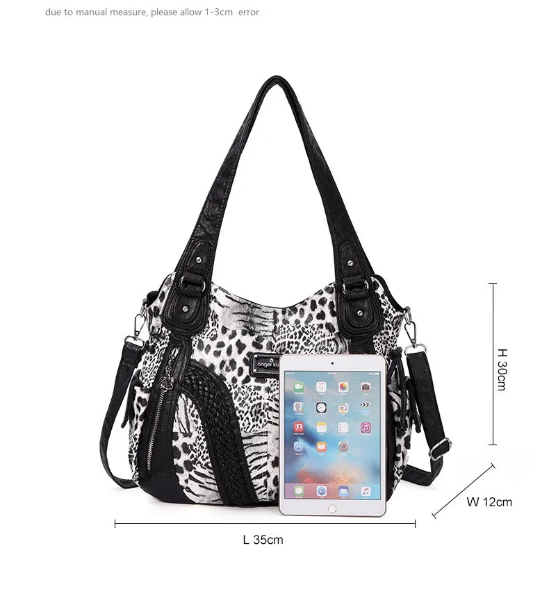 Women Handbags Fashion Black Leopard Shoulder Bag