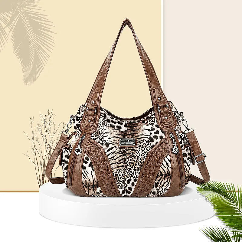 Women Handbags Fashion Black Leopard Shoulder Bag