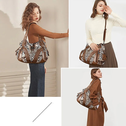 Women Handbags Fashion Black Leopard Shoulder Bag
