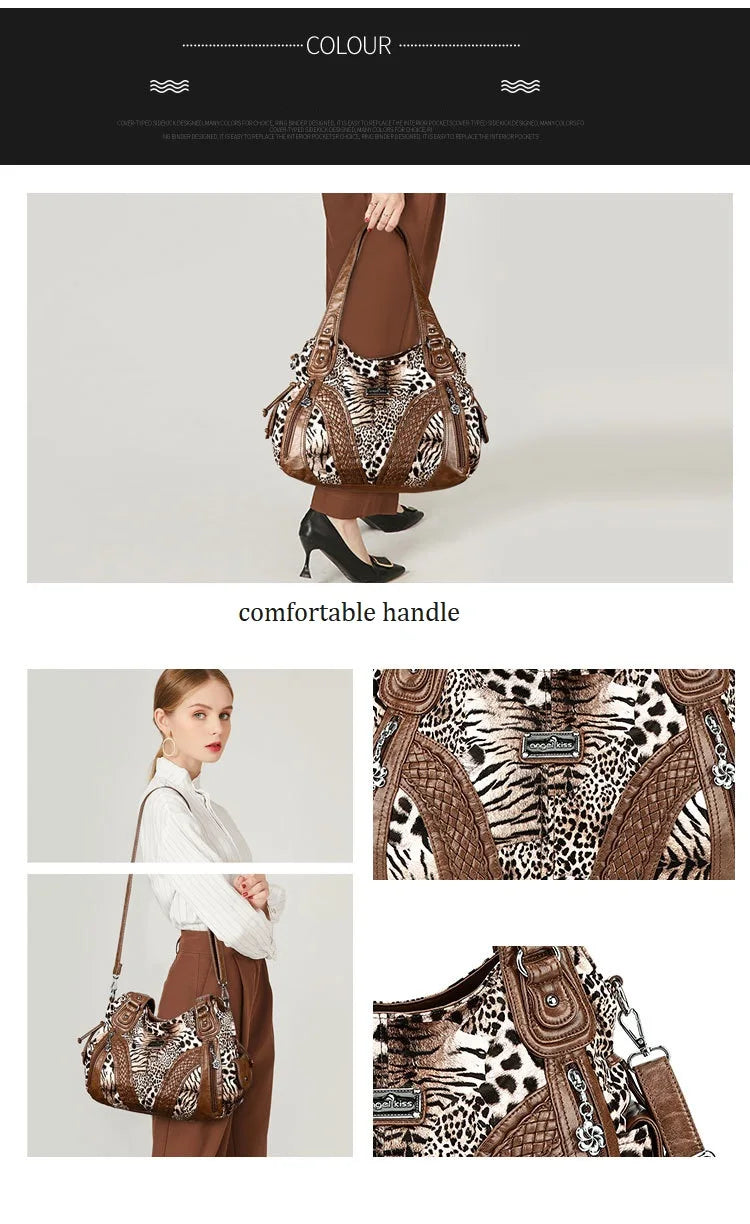 Women Handbags Fashion Black Leopard Shoulder Bag