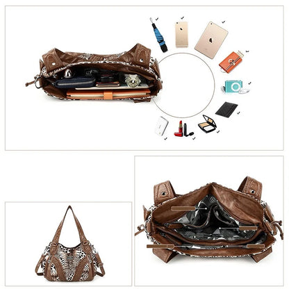Women Handbags Fashion Black Leopard Shoulder Bag