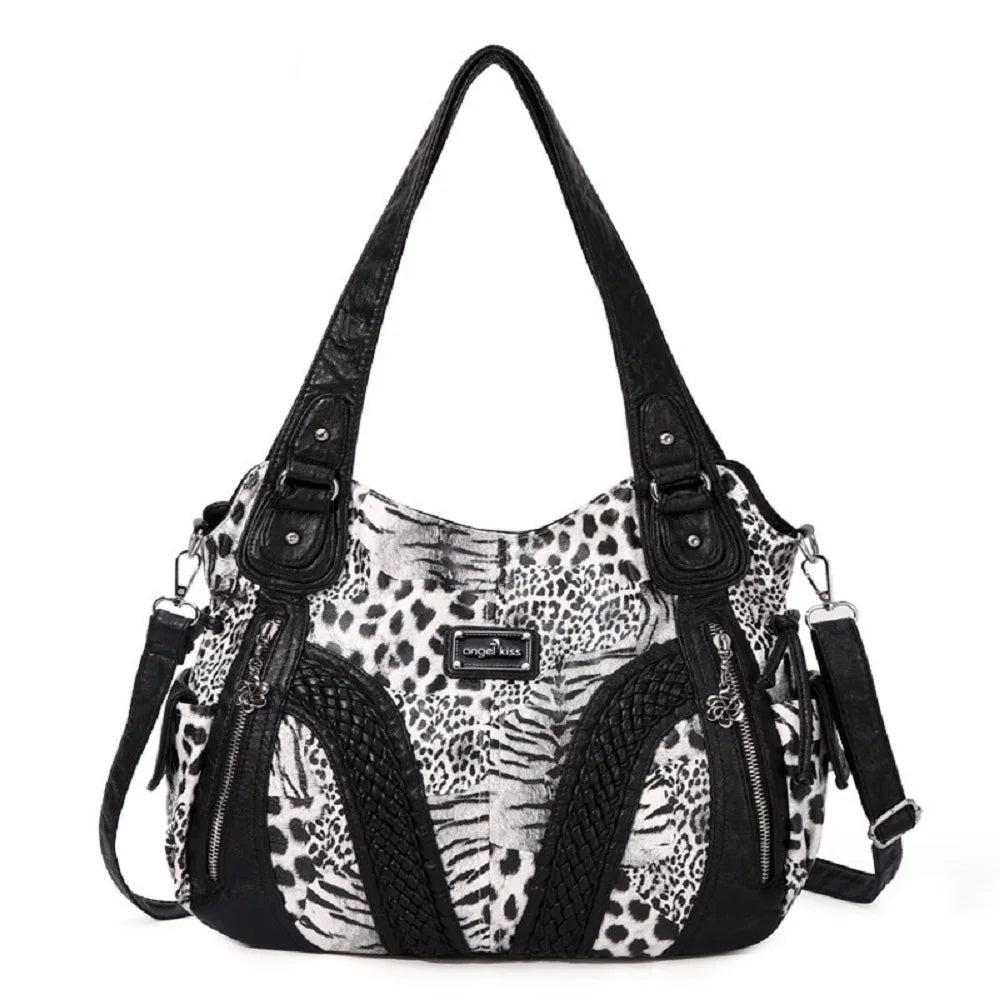 Women Handbags Fashion Black Leopard Shoulder Bag