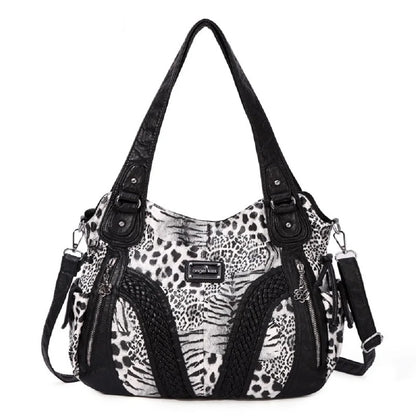 Women Handbags Fashion Black Leopard Shoulder Bag