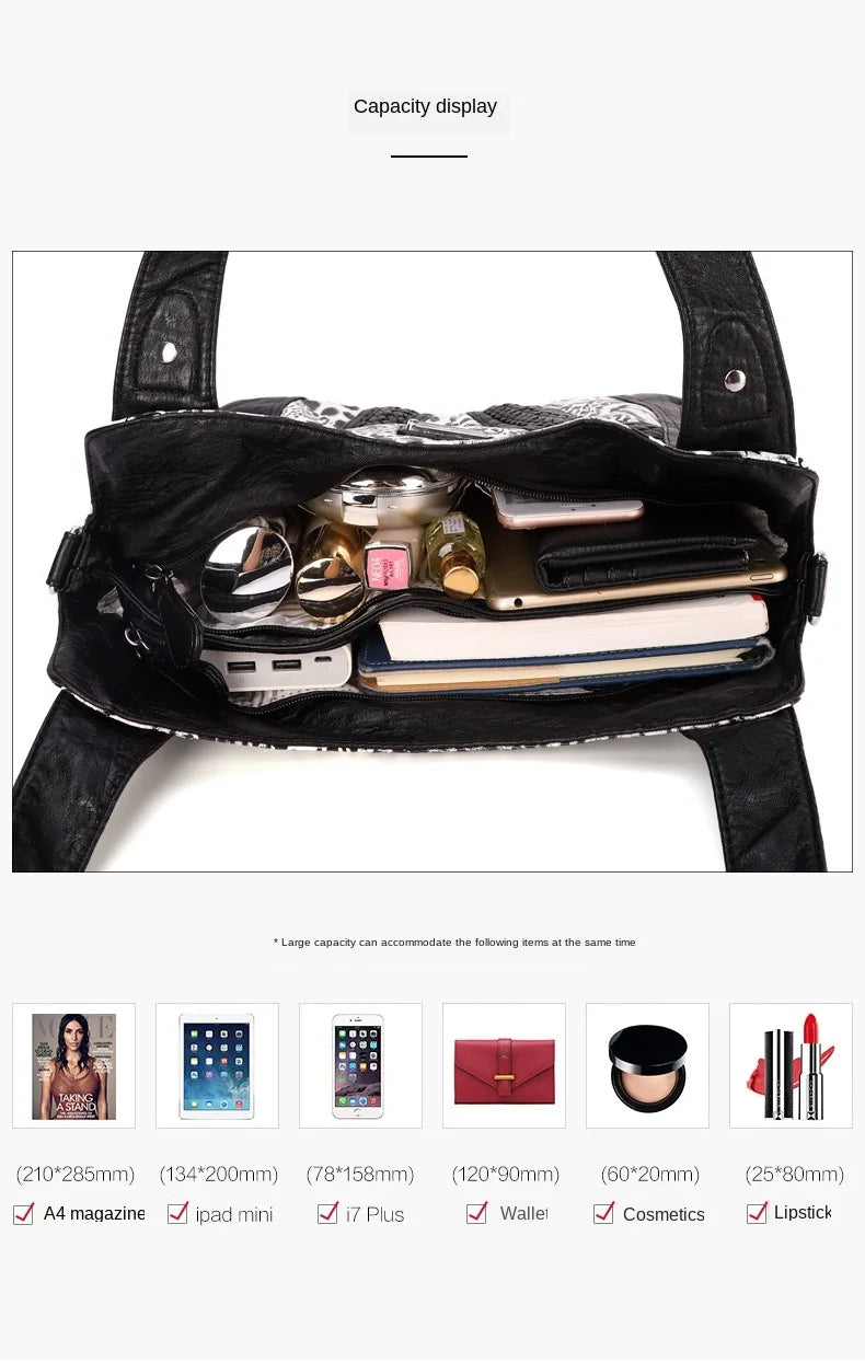 Women Handbags Fashion Black Leopard Shoulder Bag