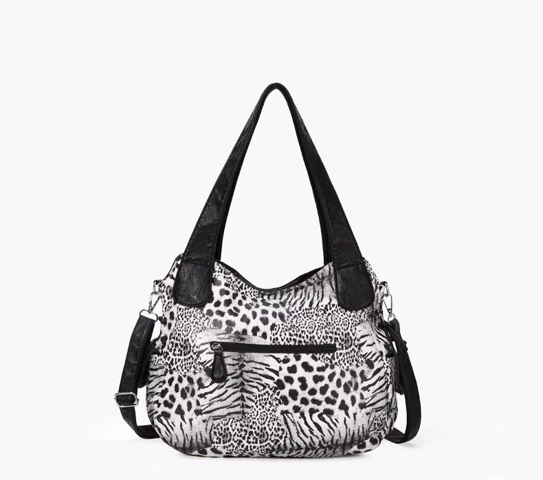 Women Handbags Fashion Black Leopard Shoulder Bag