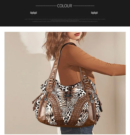 Women Handbags Fashion Black Leopard Shoulder Bag
