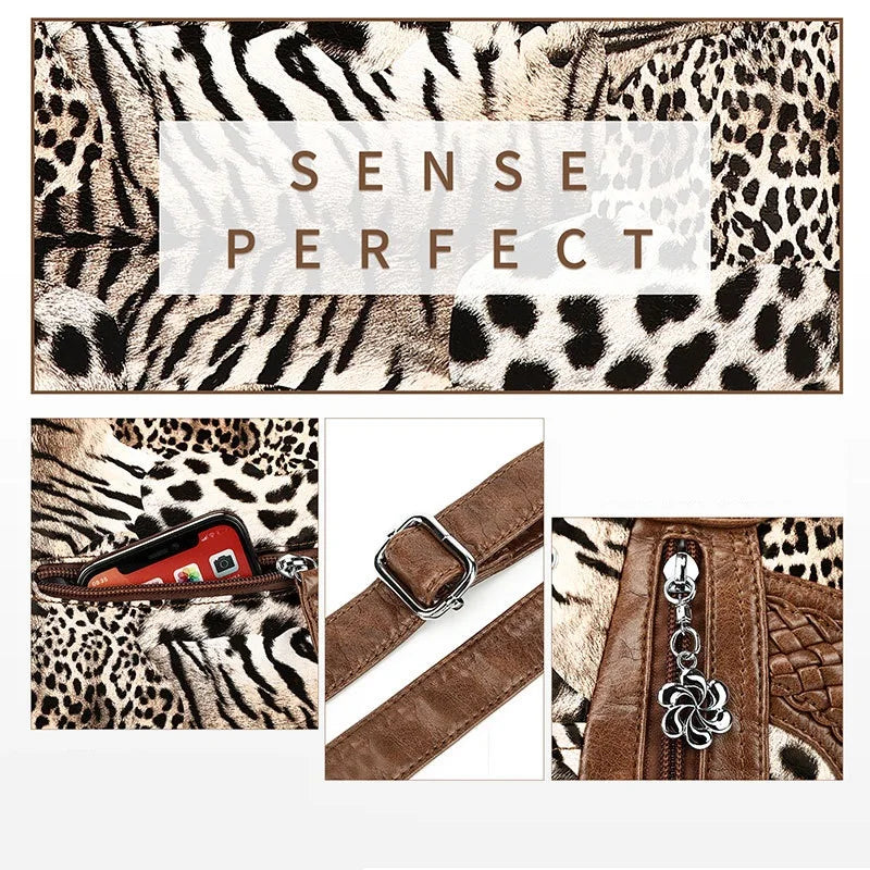Women Handbags Fashion Black Leopard Shoulder Bag