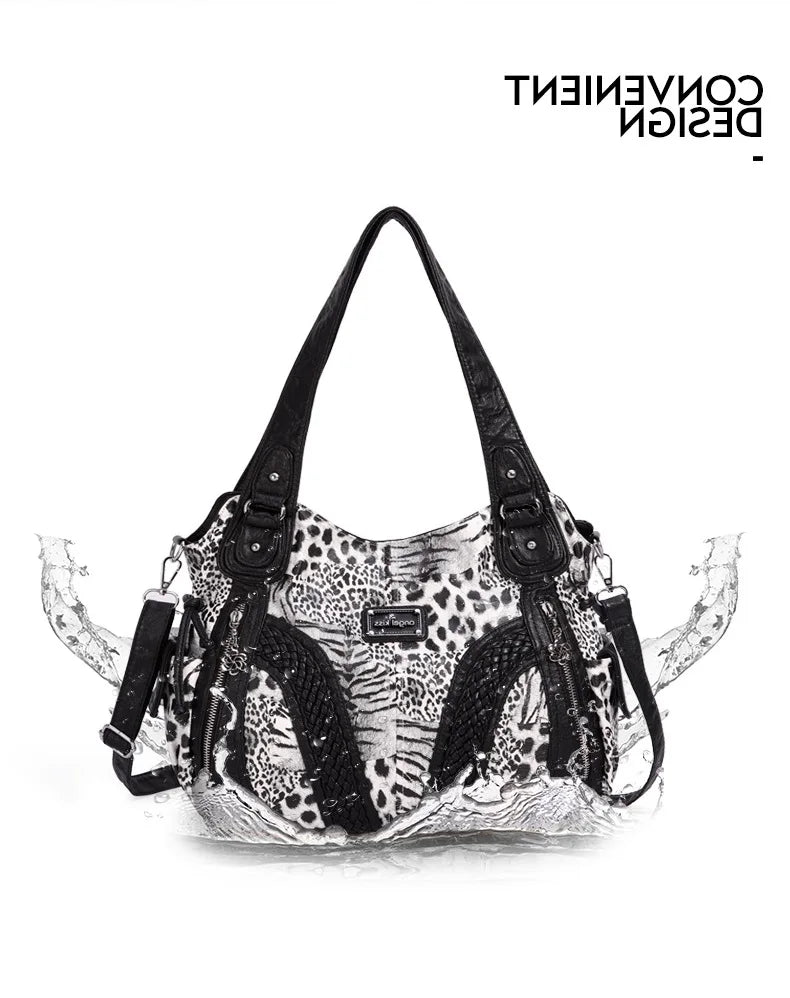 Women Handbags Fashion Black Leopard Shoulder Bag