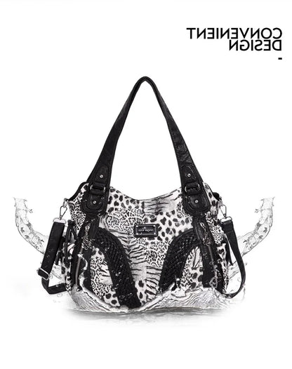 Women Handbags Fashion Black Leopard Shoulder Bag
