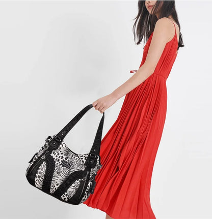 Women Handbags Fashion Black Leopard Shoulder Bag
