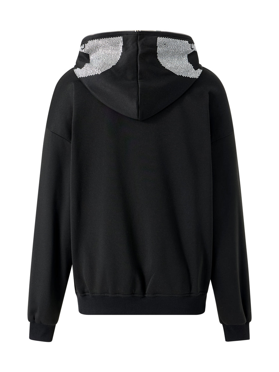 Skeleton Print Full Zip Up Punk Hoodie