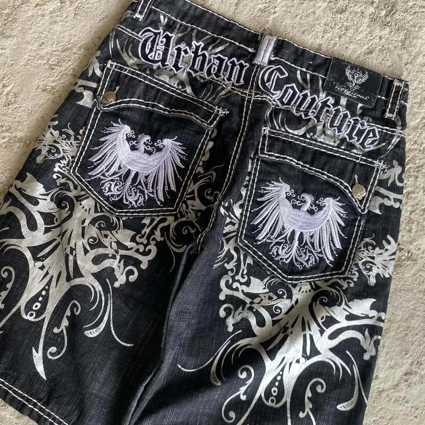 Streetwear Grraphic Denim Shorts