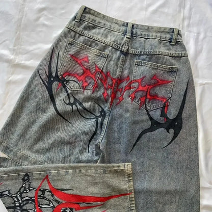Punk Streetwear Baggy High Waist Jeans