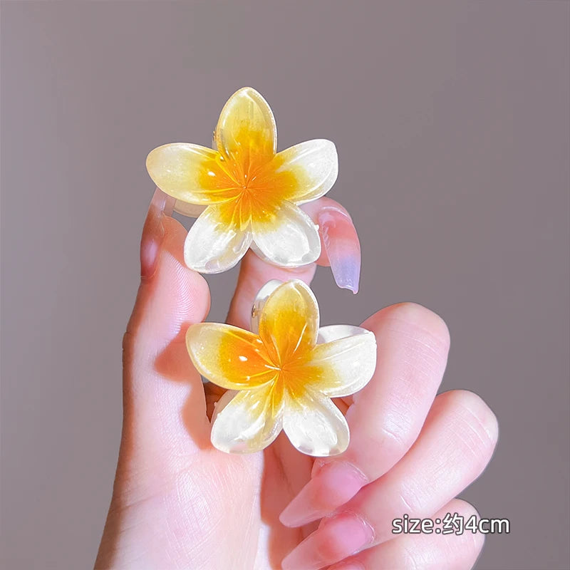 2Pcs Hawaiian Flowers Gradient Hair Clips