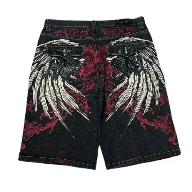Streetwear Grraphic Denim Shorts