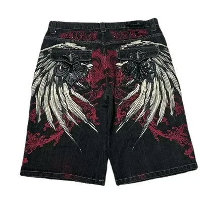 Streetwear Grraphic Denim Shorts