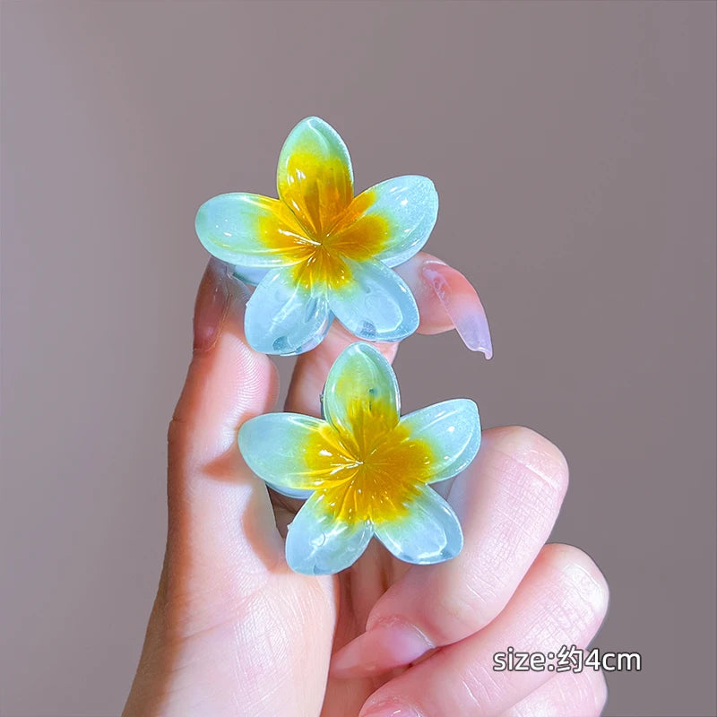 2Pcs Hawaiian Flowers Gradient Hair Clips