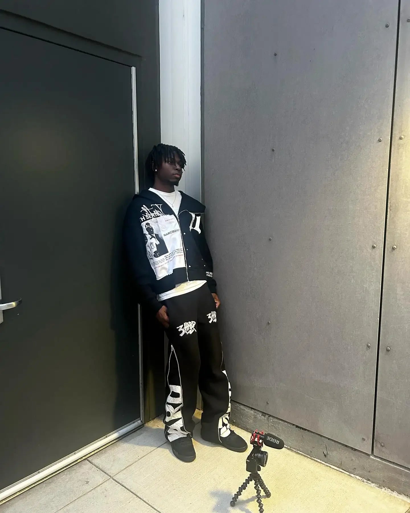 NARCISSIST Black Gothic Zip Up Hoodies