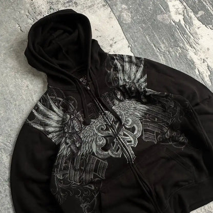 Loose Retro  Y2K Graffiti Hoodie