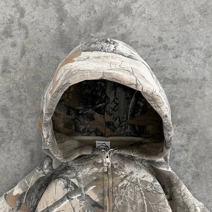 Retro Streetwear Camouflage Zip-Up