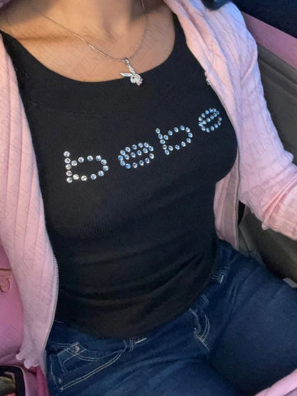 Bebe Graphic Casual Crop Top