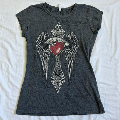 Grunge Letter Print T-shirt