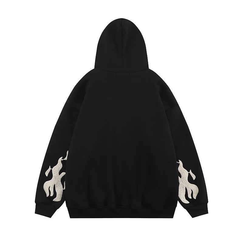 Embroidery Hoodies Street Zip Up Hoodie