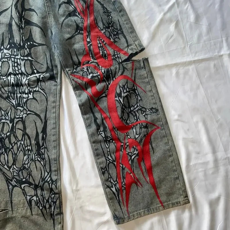 Punk Streetwear Baggy High Waist Jeans