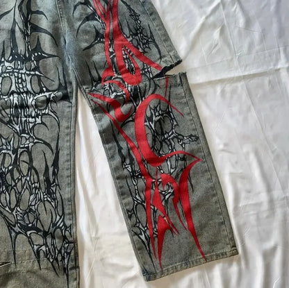 Punk Streetwear Baggy High Waist Jeans