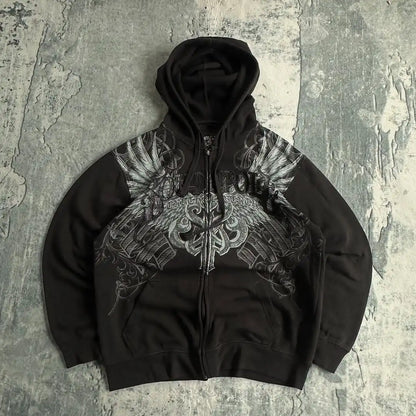 Loose Retro  Y2K Graffiti Hoodie