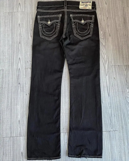 Y2k Women Vintage Gothic Fashion Embroidered  High Waist Jeans