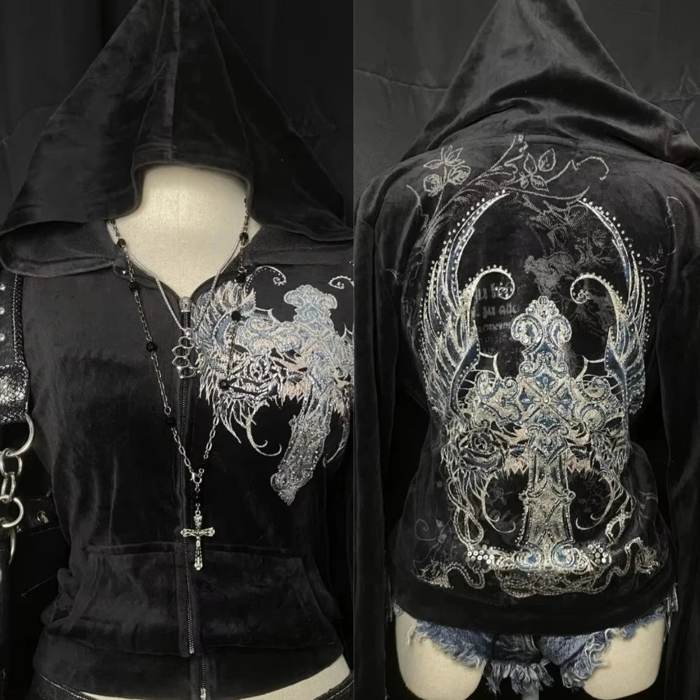 Retro Fur Hoodie Streetwear Y2K