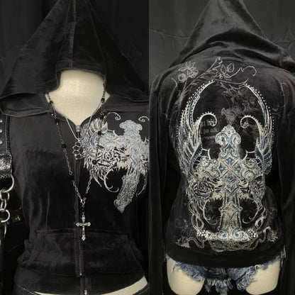 Retro Fur Hoodie Streetwear Y2K