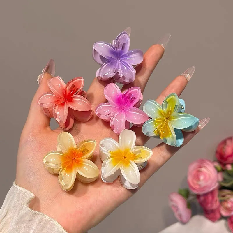 2Pcs Hawaiian Flowers Gradient Hair Clips