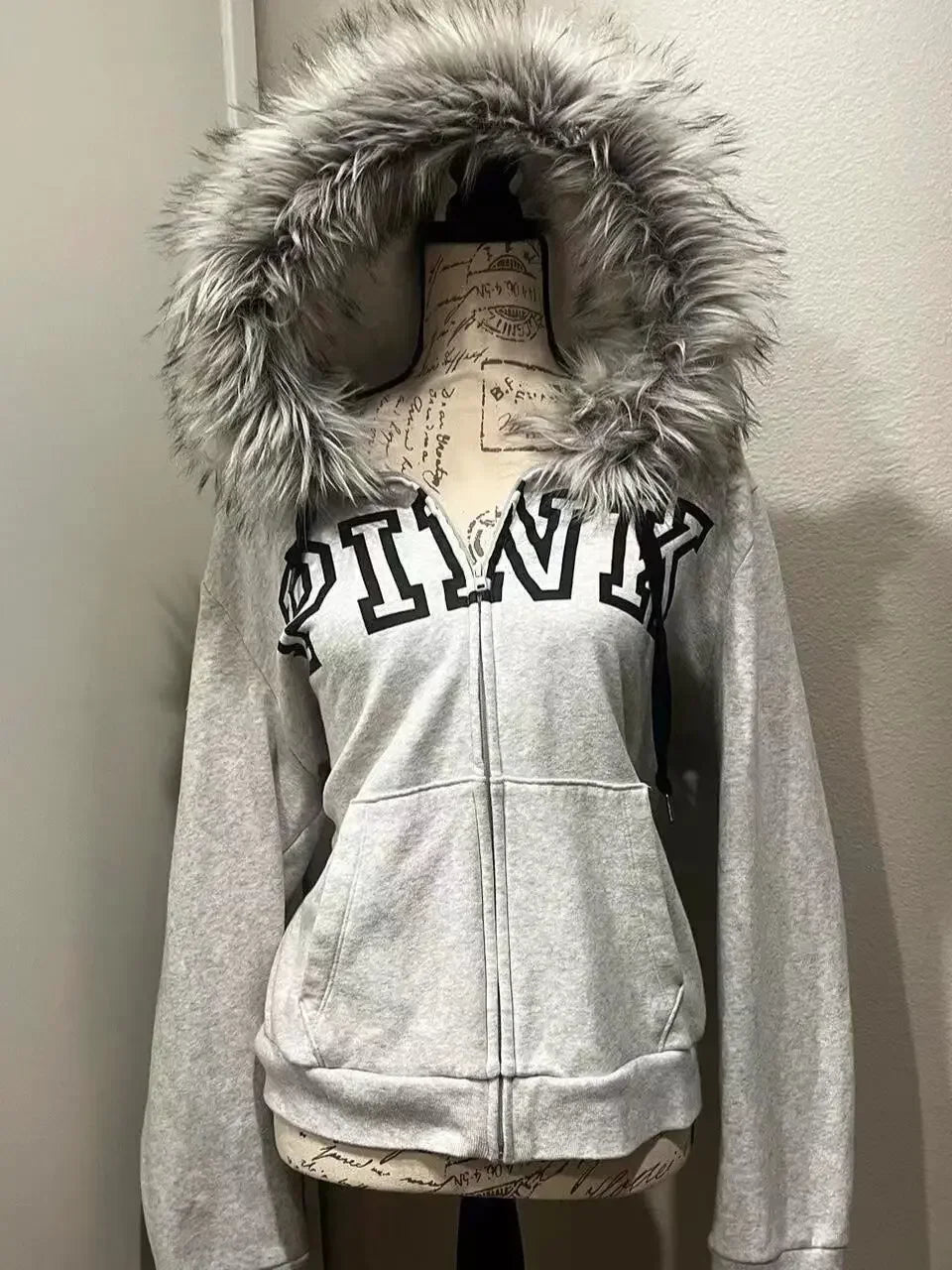 Retro Fur Hoodie Streetwear Y2K