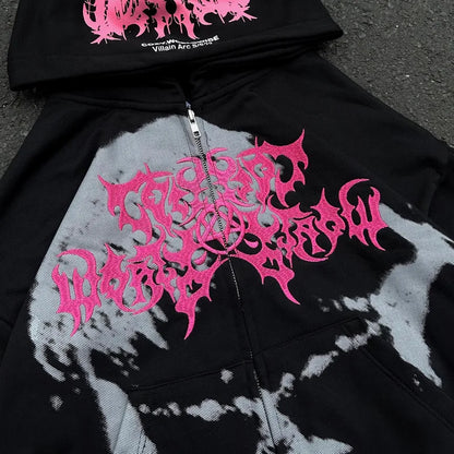 Streetwear Graphic Zip-Up Hoodie