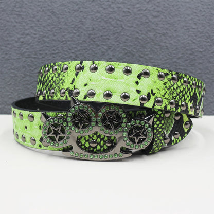 Brass knuckle Leather Belt