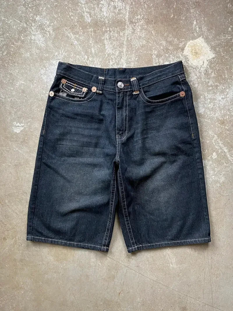 High-end new embroidered denim shorts
