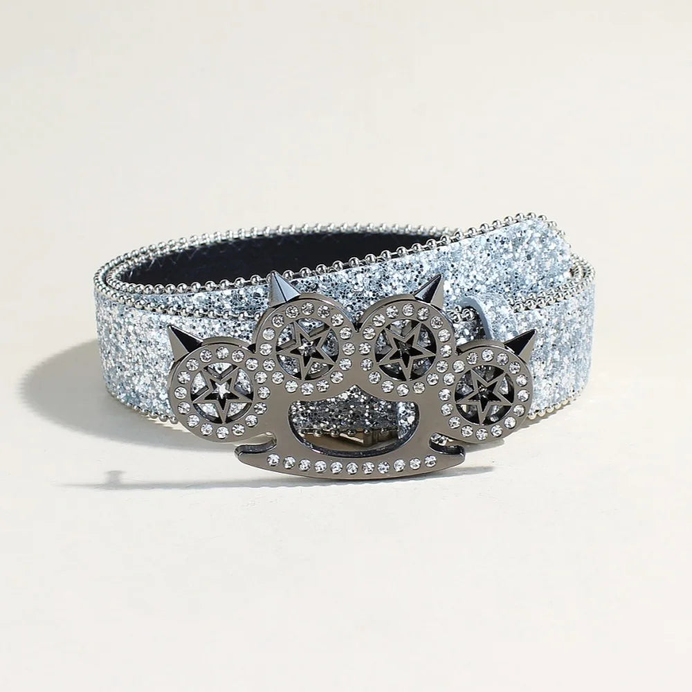 Brass Knuckle Rhinestone Belts